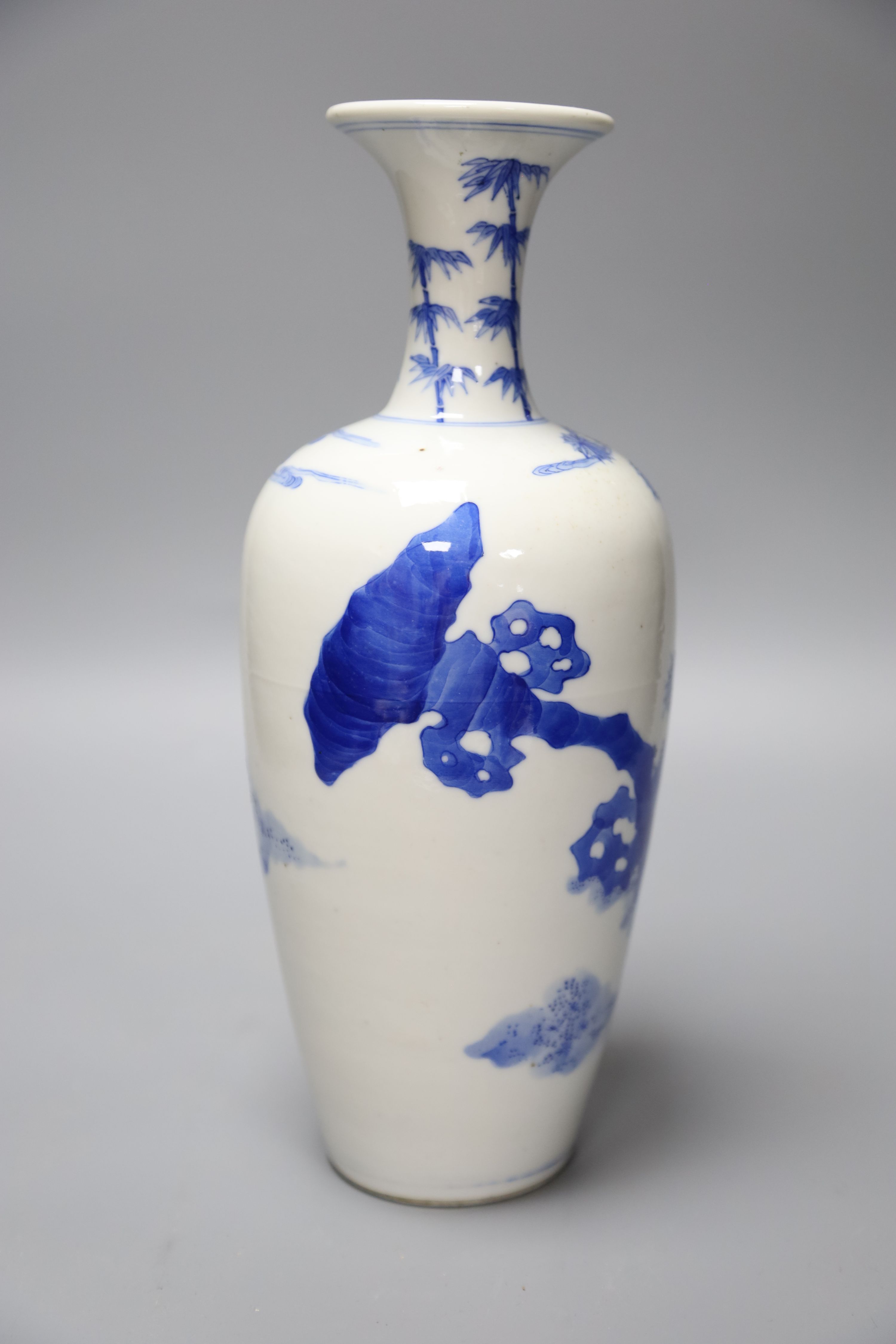 A Chinese Republic period blue and white bottle vase, height 29cm